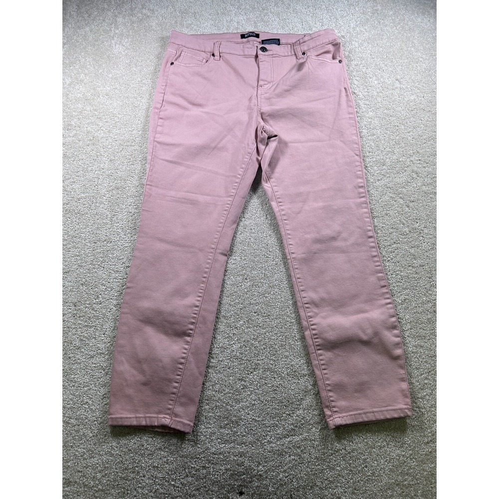 Buffalo David Bitton 14/34 Pink Aubrey Mid-Rise Stretch Super Soft Ankle Jeans